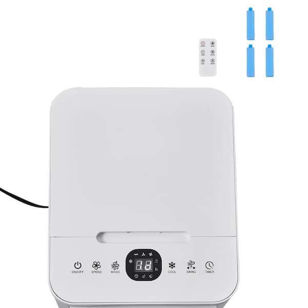 Portable 9L Air Conditioner, 550 CFM Swamp Cooler, 12H Timer, Remote, 3-Speed, 2 Ice Boxes, Quiet, Movable