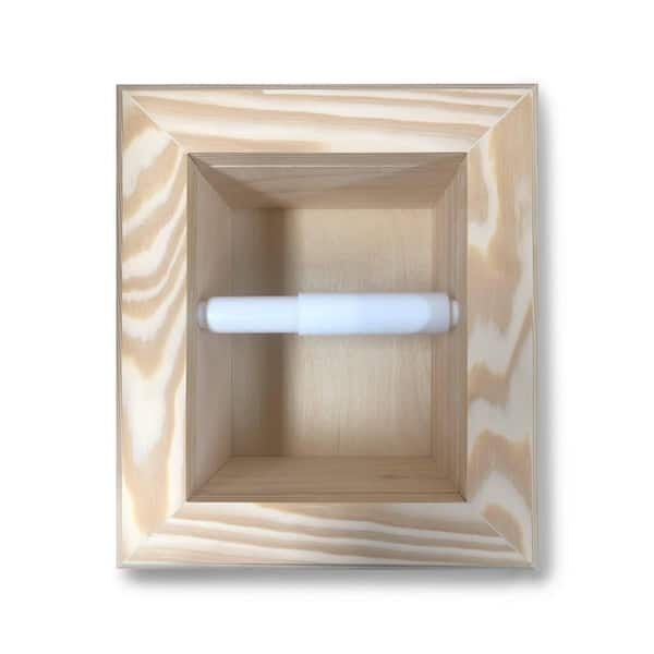 WG Wood Products Recessed Toilet Paper Holder Unfinished Solid Wood Tripoli with Bevel Frame