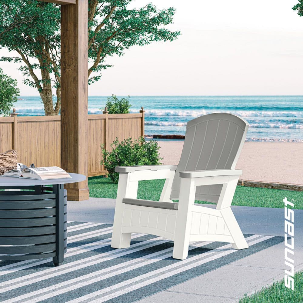 Suncast Dove Gray and White Plastic Adirondack Chair (1-Pack
