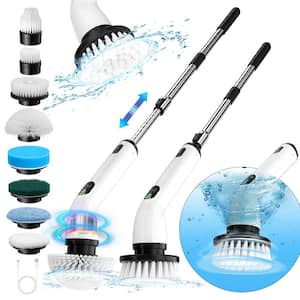 Waterproof Rechargeable Power Scrubber, Cleaning Electric Spin Scrub Brush with 8 Brush Heads and Adjustable Handle