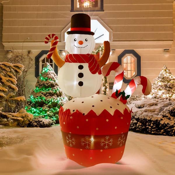 NIFTI NEST 7 ft. Inflatables Festive Frosty Snowman with Cupcake