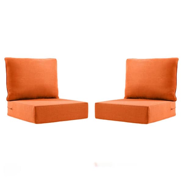 Gymojoy Carolina 24 in. x 24 in. x 6 in. Olefin 4-Piece Deep Seating Outdoor Lounge Chair Sofa Cushion in Orange