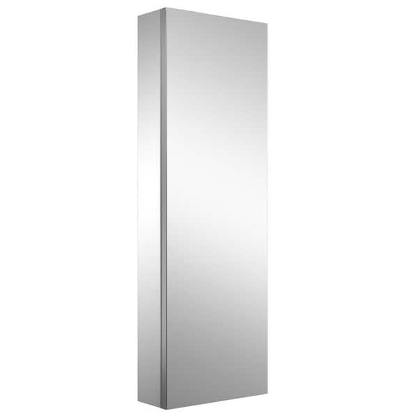 12 in. W x 36 in. H Rectangular Aluminum Medicine Cabinet with Mirror Frameless 1 Door Mirrored Bathroom Storage Cabinet