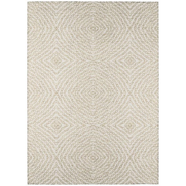 Addison Rugs Bravado Beige 5 ft. x 7 ft. 6 in. Geometric Indoor/Outdoor Washable Area Rug
