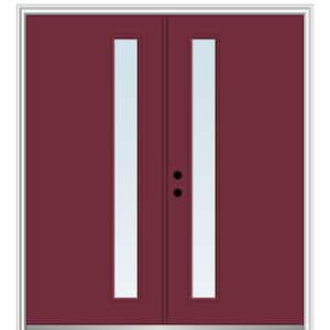 64 in. x 80 in. Viola Right-Hand Inswing 1-Lite Clear Low-E Painted Fiberglass Smooth Prehung Front Door