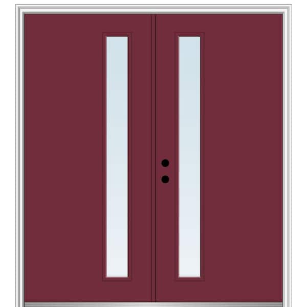 MMI DOOR 64 in. x 80 in. Viola Right-Hand Inswing 1-Lite Clear Low-E Painted Fiberglass Smooth Prehung Front Door