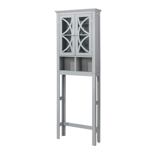 Glitzhome 24 in. W x 68.26 in. H x 7.5 in. D Gray OvertheToilet