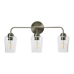 Holden - 24 in. 3-Light Antique Nickel Vanity Light Metal and Glass