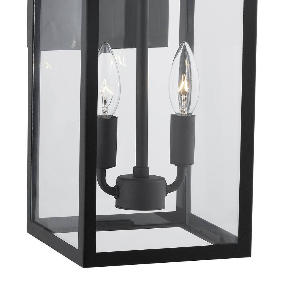 Kawoti 19.75" Black Glass 2-Light Outdoor Wall Lantern