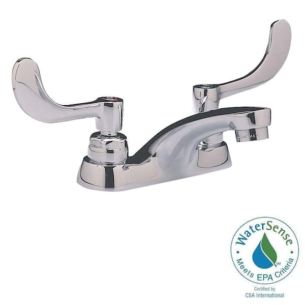 American Standard Monterrey 4 in. Centerset 2-Handle Bathroom Faucet in Polished Chrome with Wrist Blade Handles and Pop-Up Drain