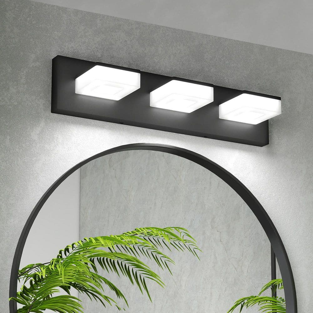 20 in. 3-Light LED Modern Bathroom Vanity Light Fixtures, Matte Black Cool White 6000K Acrylic Wall Lighting Fixtures price history on PriceWatchPro