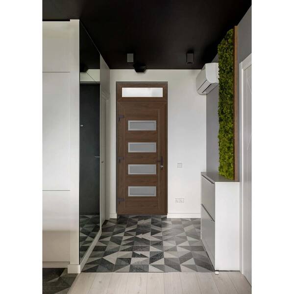 VDOMDOORS 36 in. x 94 in. Right-hand/Inswing Mirrored Glass Walnut