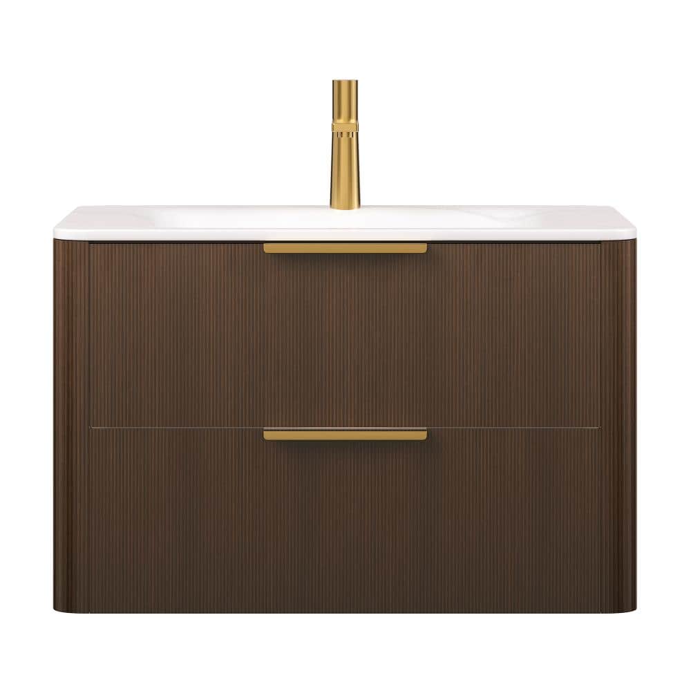 30 in. Single Sink Wall-Mounted Walnut Bath Vanity with Carrara White Sintered Stone Top Assembled price history on PriceWatchPro