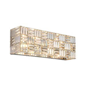 Luz 4-Light 24.4 in.W Chrome Vanity Light Crystal Bathroom Light Rectangular Flush Mount