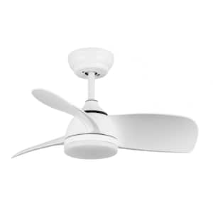 28 in. Indoor Integrated LED Ceiling Fan Smart Lighting with White ABS Blade