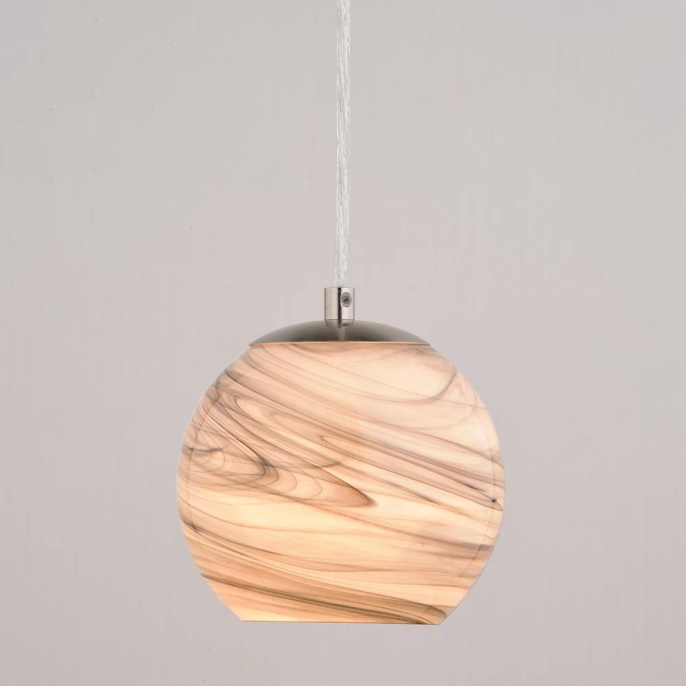 Milano Satin Nickel Mini Globe Pendant Light with Hand-Blown Glass
