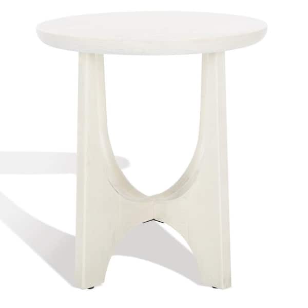 SAFAVIEH Sasha 20 in. White Wash Round Wood End Table