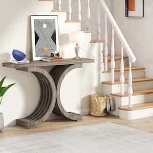 Turrella 39.3 in Gray Rectangle Engineered Wood Console Table