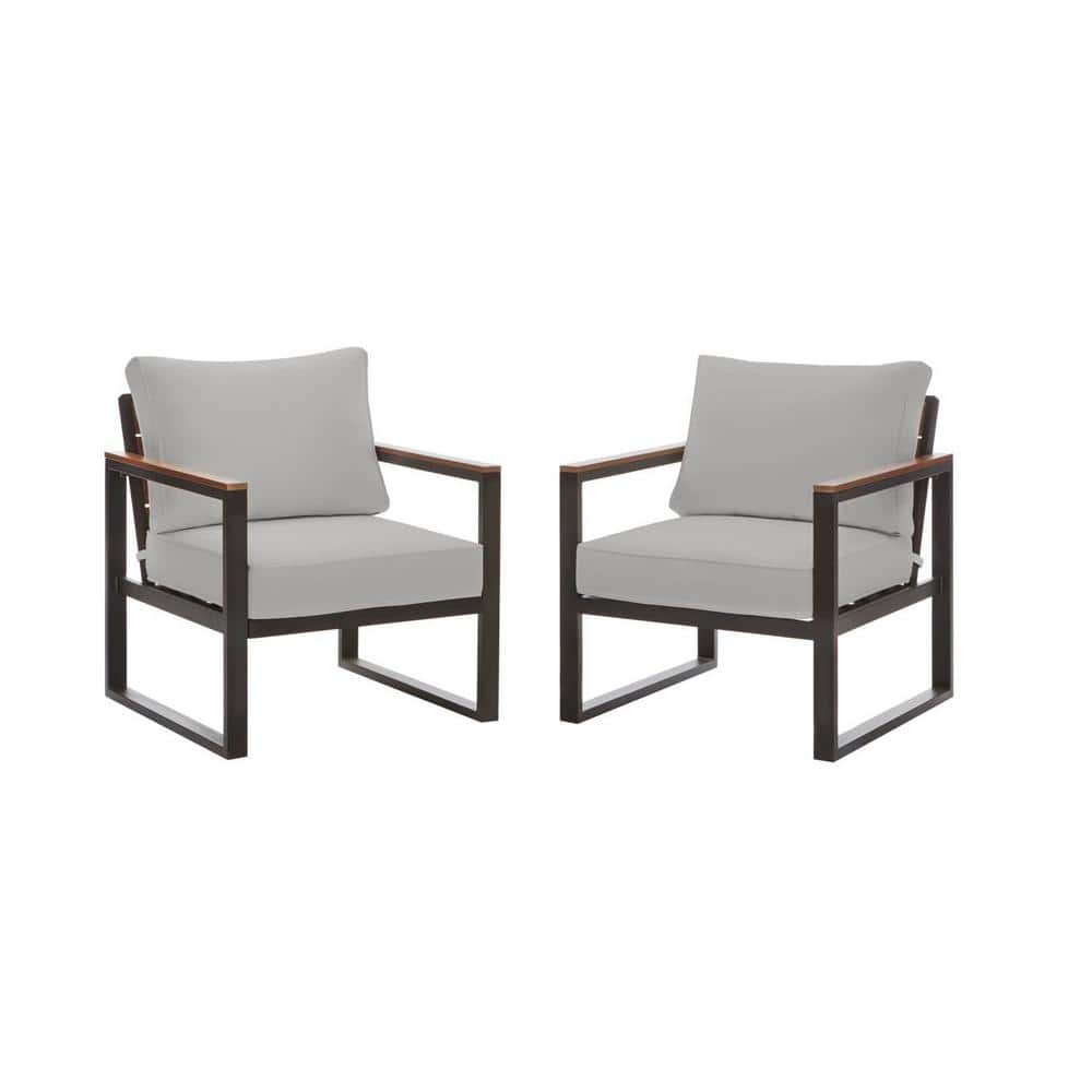 Reviews For Hampton Bay West Park Black Aluminum Outdoor Patio Lounge Chair With Cushionguard Stone Gray Cushions 2 Pack The Home Depot Cushionguard Stone Gray Cushions, Western Outdoor Furniture Reviews