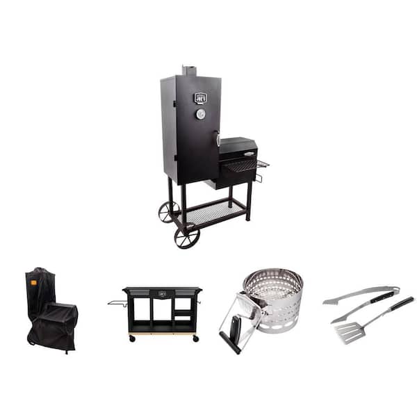 Bandera Smoker Grill (992 sq. in.), Cover, DLX Grill Cart (900 sq. in.), XL Starter and Grilling Set, 2-Piece