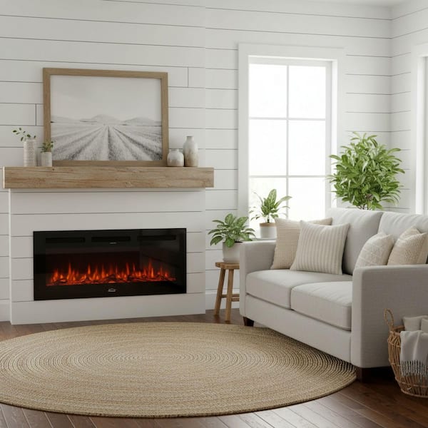 Clihome 36 in. Wall Mounted/Embedded Automatic Constant Temperature Electric Fireplace Insert with 12-Flame Colors