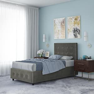 Sherry Gray Upholstered Velvet Twin Size Bed