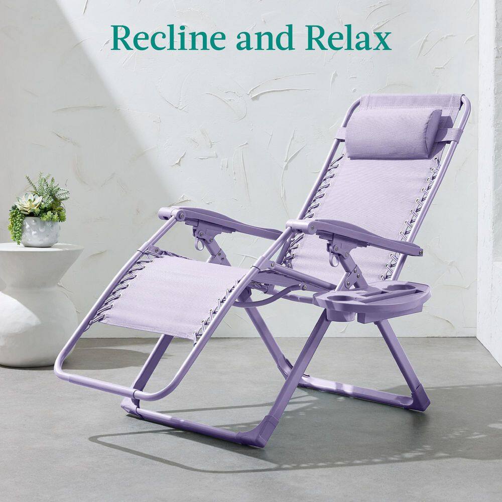Lavender Zero Gravity Reclining Beach Lounger with Tray