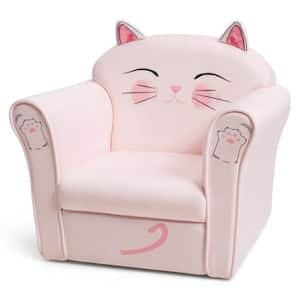 Kids Cat Sofa Children Armrest Couch Upholstered Chair in Pink