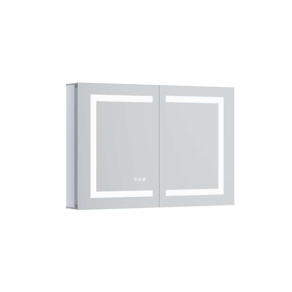 36 in. W x 30 in. H Rectangular Silver Aluminum Recessed/Surface Mount Right Medicine Cabinet with Mirror and LED Light price history on PriceWatchPro