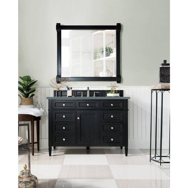 James Martin Vanities 825 V48 BW 3PBL De Soto 48" Single Basin Poplar Wood Vanity Set With 3cm Parisien Bleu Silestone Quartz Vanity Top, Rectangular Sink, USB Port And Electrical Outlet
