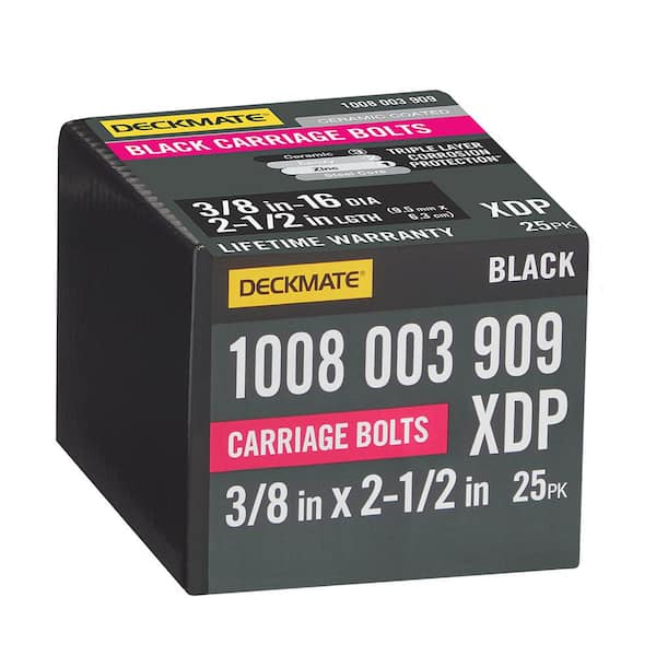 3/8 in. -16 x 2-1/2 in. Black Deck Exterior Carriage Bolt (25-Pack)