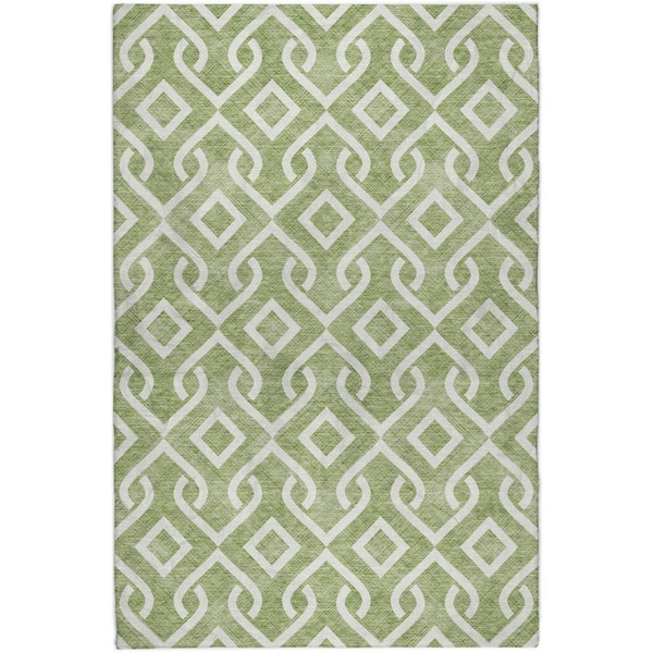 Dream Shag Premium Machine Washable Abstract ADS621 Green 10 ft. x 14 ft. Area Rug