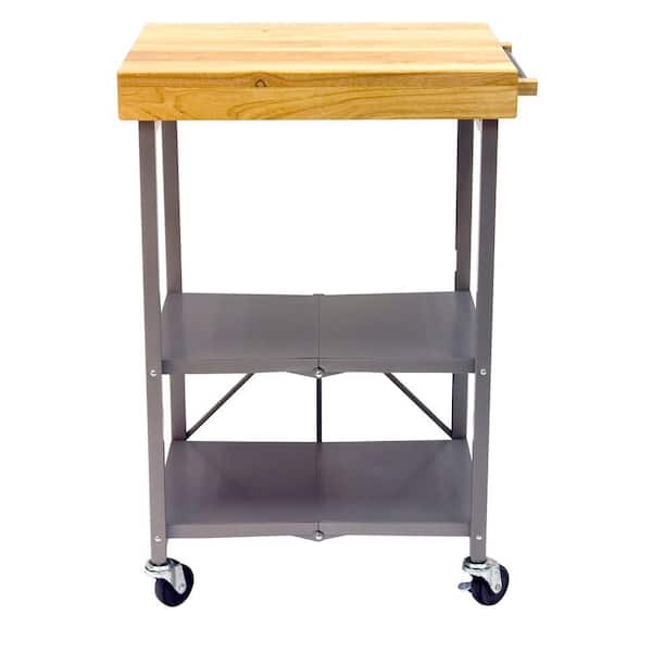 Origami 26 in. L x 20 in. W Foldable Kitchen Island Cart in Silver