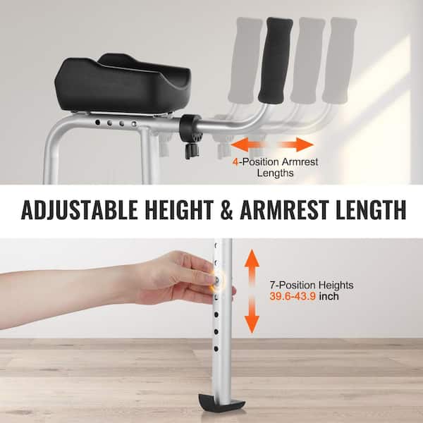 VEVOR 2 in. 1 Folding Walker Removable Armrests, Height