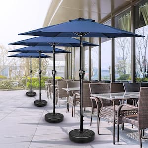 7.5 ft. Aluminum Outdoor Market Table Patio Umbrella with Hand Crank Lift in Blue
