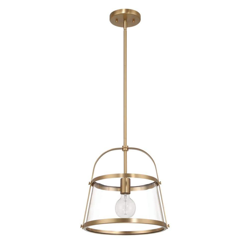 Robert Stevenson Lighting Fallon 1-Light Brushed Gold Metal Pendant ...