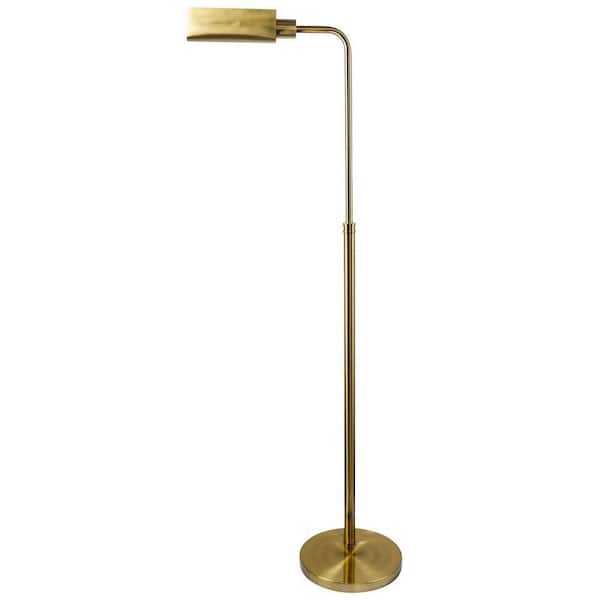 65 in. Gold 1-Light Cylinder Arc Floor Lamp for Living Room with Gold Geometric Metal Shade, E26 Bulb Not Included