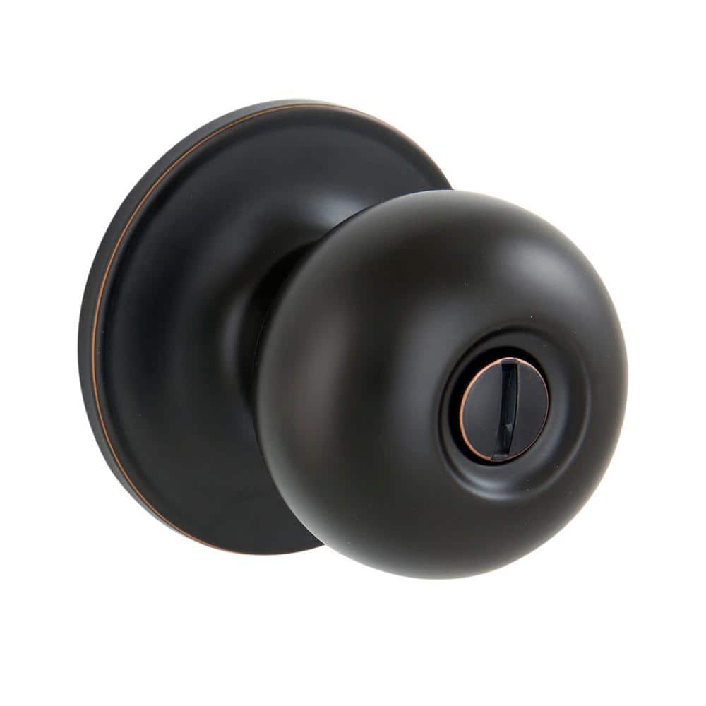First Secure by Schlage Rigsby Bed / Bath Privacy Door Knob in Stainless  Steel