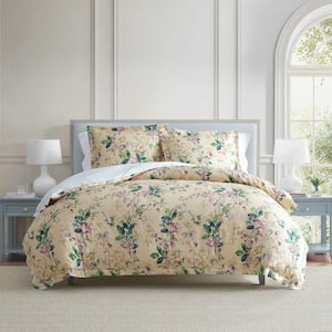 MARTHA STEWART Songbird 2-Piece White/Blue Cotton Sateen Twin