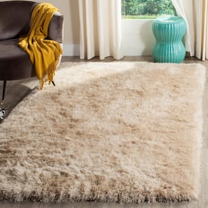 Venice Shag Champagne 2 ft. x 3 ft. Solid Area Rug
