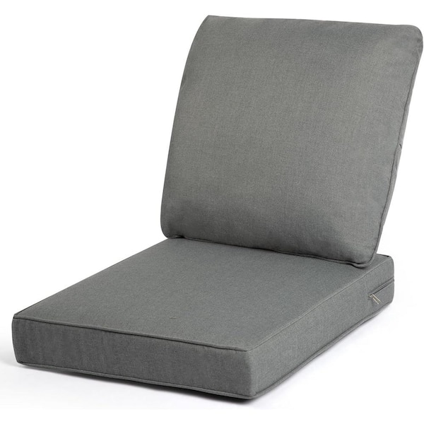 Unbranded 24 x 24 Outdoor Sunbrella Seat Cushion, Waterproof and Fade Resistant Chair Cushions with Removable Cover in Deep Grey