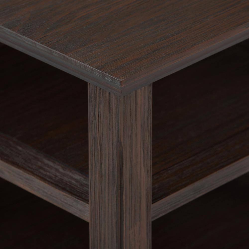 Acadian Rustic Farmhouse Brown Square Wood End Table with Shelves