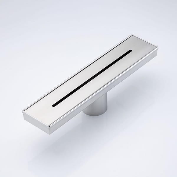 Flynama 12 in. Stainless Steel Linear Grid Shower Drain in Brushed Nickel