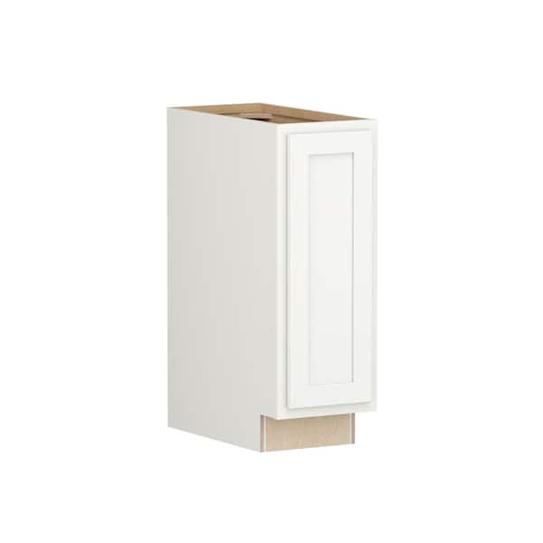 SIMPLY WOODMARK PRO Shaker Partial Overlay 12 in W x 24 in D x 34.5 in H Plywood Assembled Full Height Base Kitchen Cabinet in Linen White