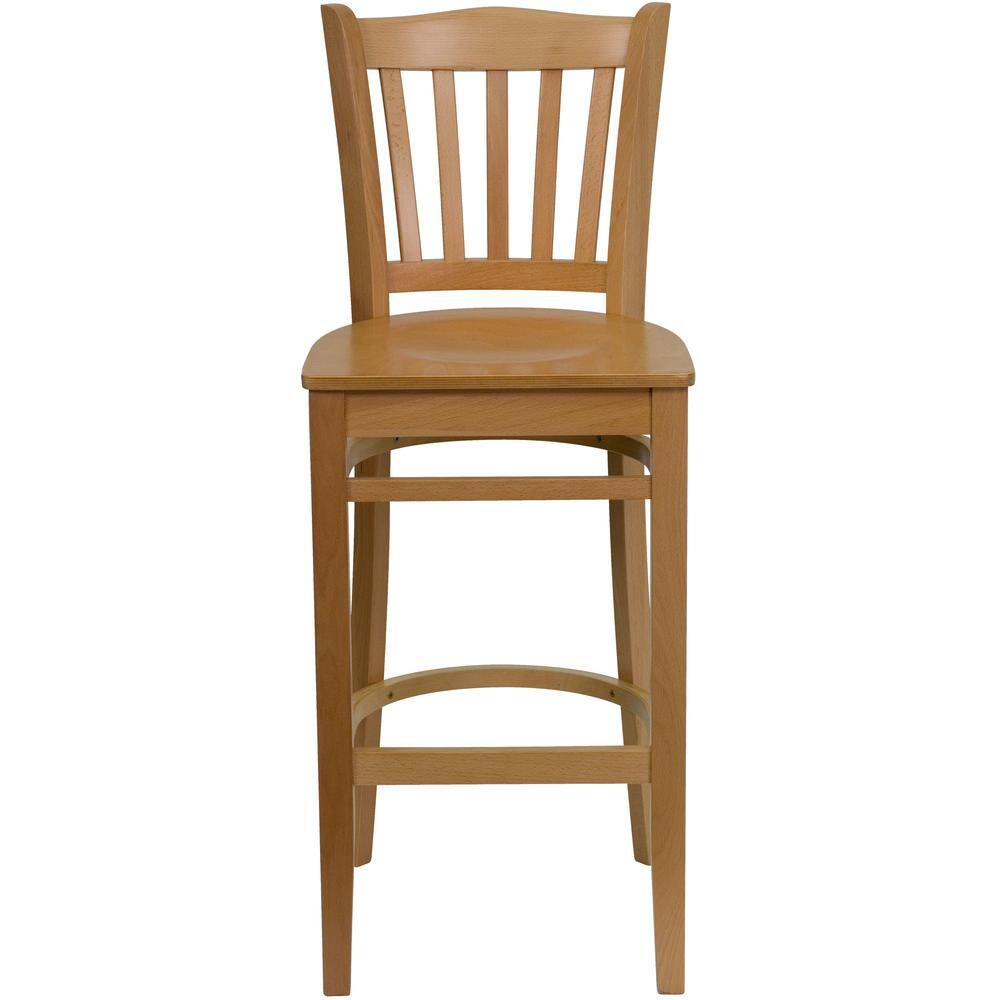 Classic Cherry Natural Wood Barstool with Vertical Slat Back
