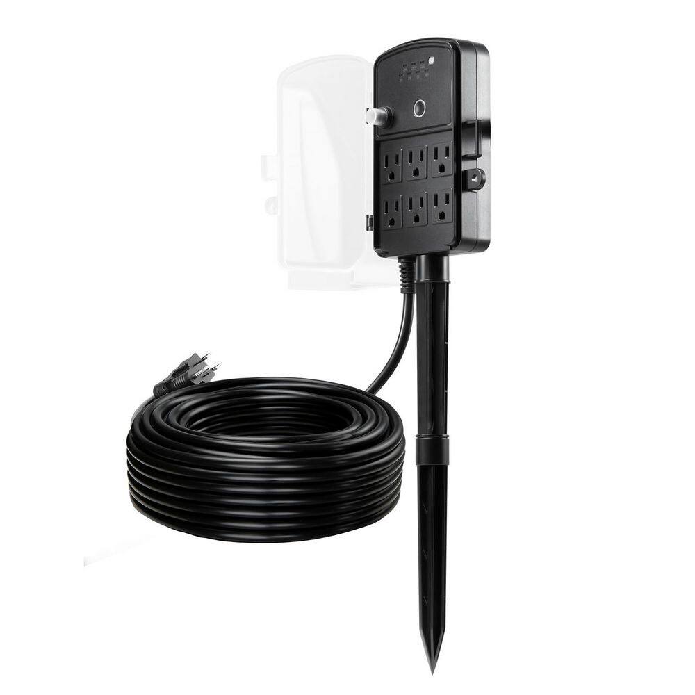 Outdoor Power Stake, 100 ft. Cord, Weatherproof Power Strip, Remote Control Dusk to Dawn Timer, 6 Outlets, 1625-Watt/13A price history on PriceWatchPro