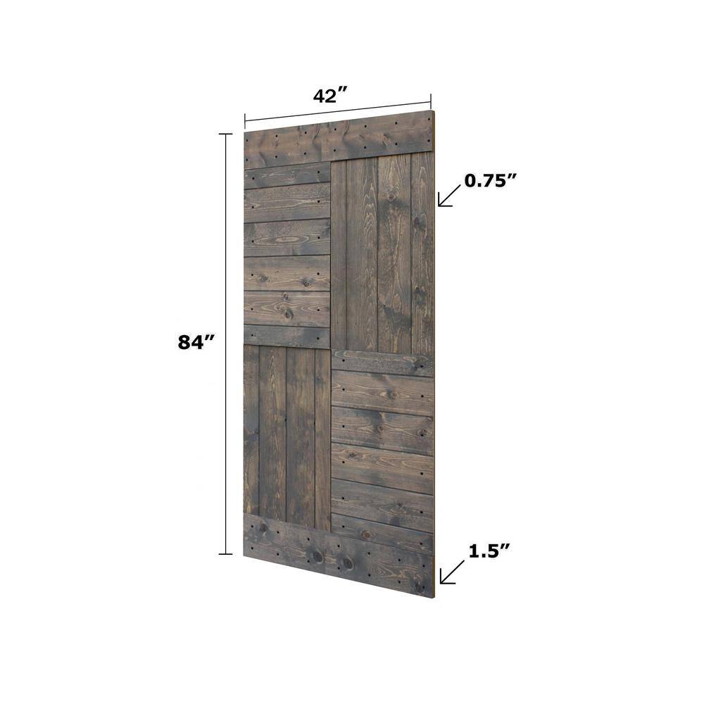 Smoky Gray Solid Wood 42" x 84" Textured Barn Door Slab