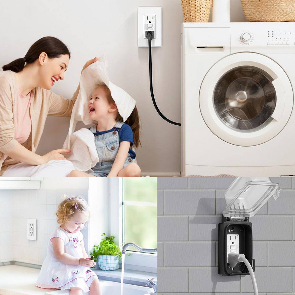 White 15 Amp Tamper Resistant GFCI Outlet with LED Indicator and Wall Plate