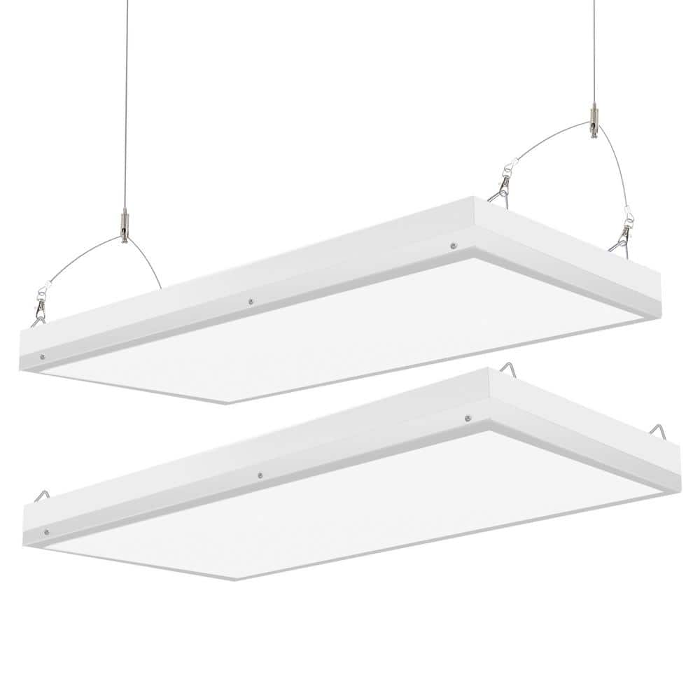 2-Pack 2 ft. 500-Watt Equivalent Integrated LED White High Bay Shop Light, 