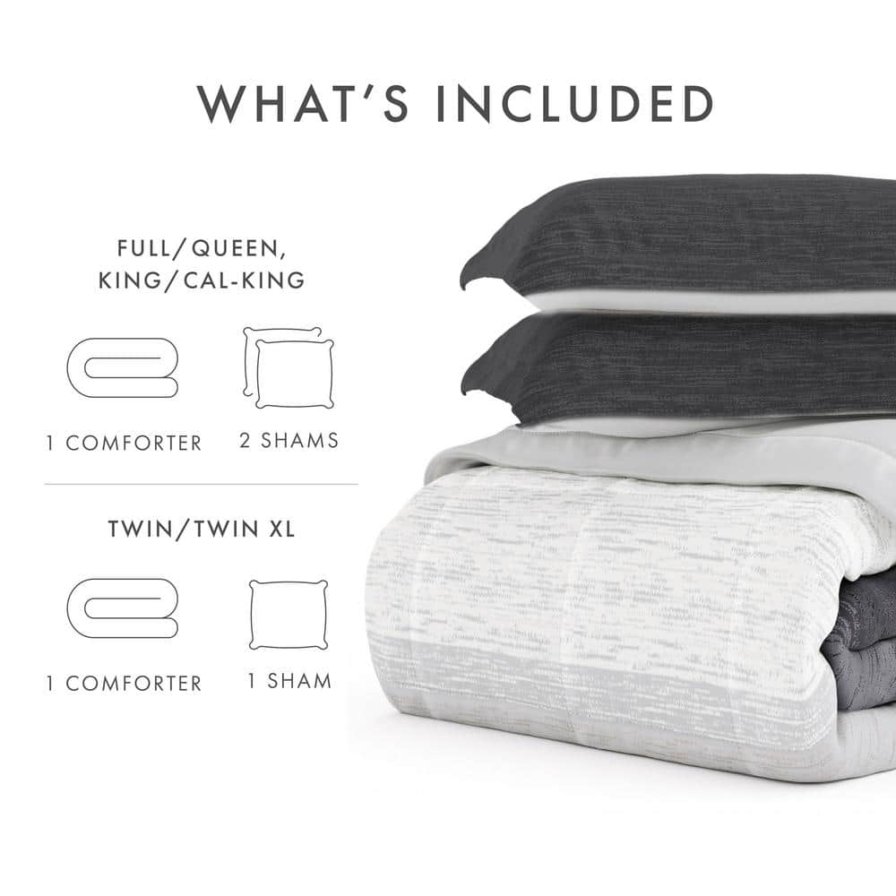 King Gray Reversible Down Alternative Microfiber Comforter Set